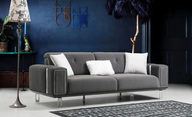 Zestaw sofowy Sofa Luksusowy Zestaw Sof 3+3+1 Siedziba Sofy Fotel Materiał Design Meble Nowość