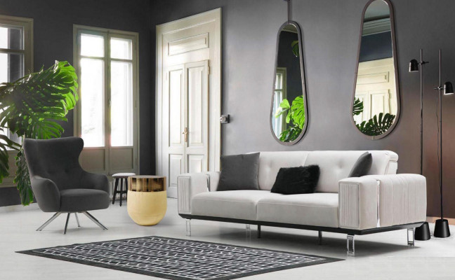 Zestaw sofowy Sofa Luksusowy Zestaw Sof 3+3+1 Siedziba Sofy Fotel Materiał Design Meble Nowość