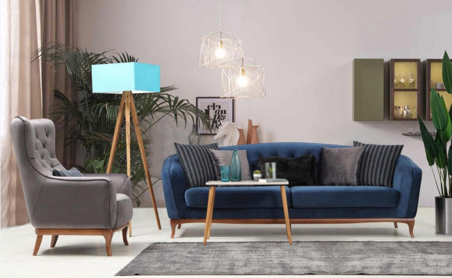 Luksusowa Sofa Projektowana Trzyosobowa Nowoczesna Kanapa Niebieskie Kanapy Meble Podkładka Loft Nowość