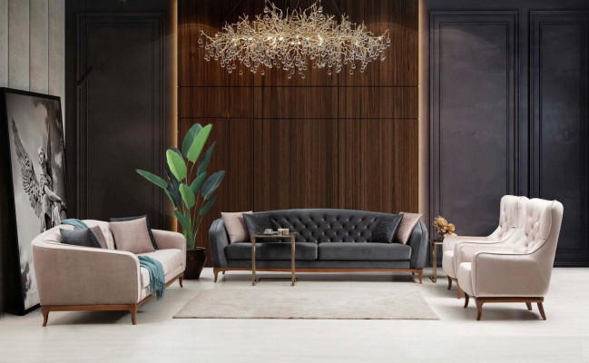 Zestaw sofowy Sofa Luksusowe Sofy Garniur Fotel 4+3+1 miejsce siedzące Nowoczesna 3-częściowa scenografia