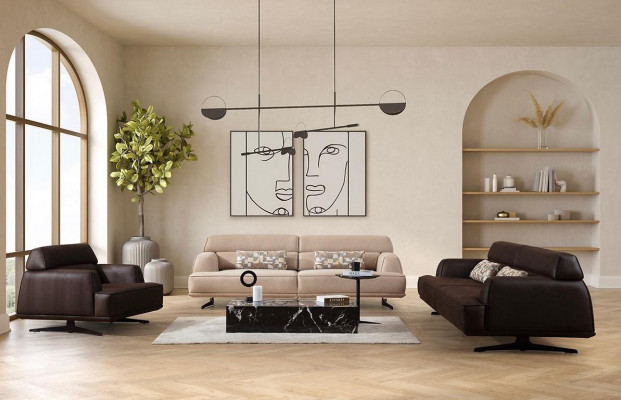 Luksusowy Zestaw sofowy Sofa Ustawić Sofy 3 3 1 miejsce siedzące Fotel Modern Skóra Nowość
