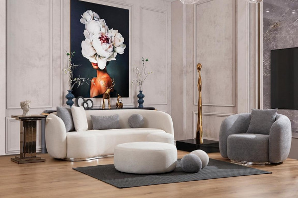 Zestaw nowoczesny Zestaw sofowy 3 1 miejsce do siedzenia Salon Kompletny zestaw sof Stołek