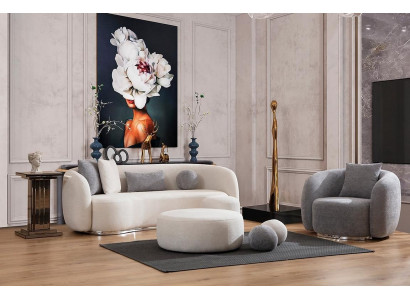 Zestaw nowoczesny Zestaw sofowy 3 1 miejsce do siedzenia Salon Kompletny zestaw sof Stołek