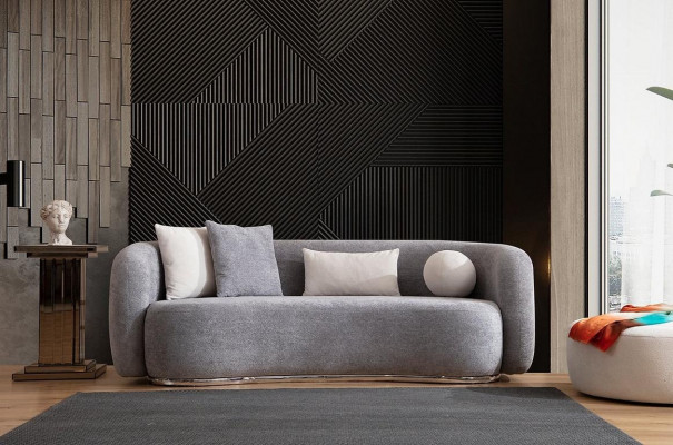 Sofa 4 miejsce do siedzenia Sofa tapicerowana szara Textill Siedziba Design Material Nowoczesne sofy kanapowe