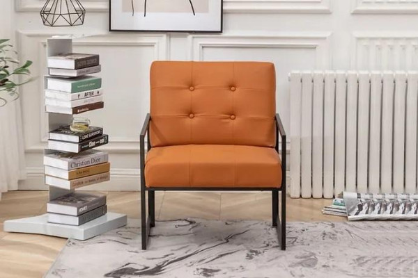 Salon Fotel Orange Nowa luksusowa tekstylna tapicerka na metalowych nogach