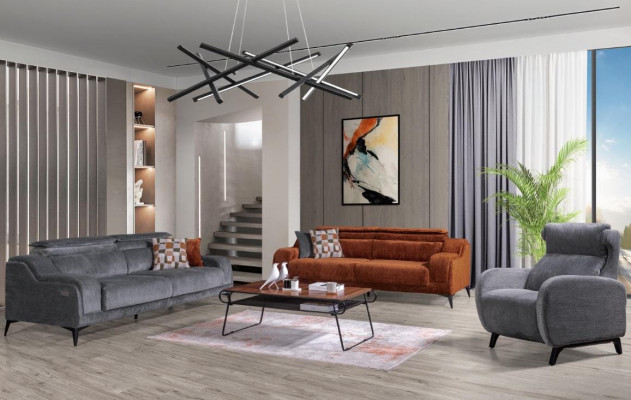 Szaro-pomarańczowy salon Siedziba Meble Exclusive 3-miejsce siedzące luksusowy jednoosobowy