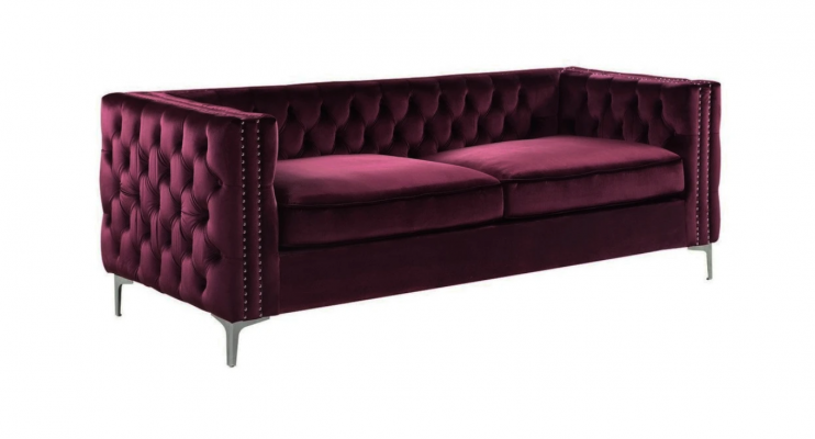 bordowa kanapa Chesterfield luksusowa kanapa Aksamit Material komplet wypoczynkowy Przyciski Podkładka nowość