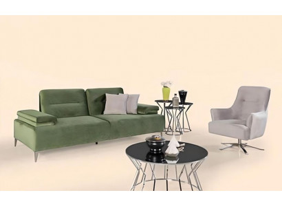 Zielony i Biały Salon Podkładka Ustawić 3-miejsce siedzące Couch Fotel Luxury Couch