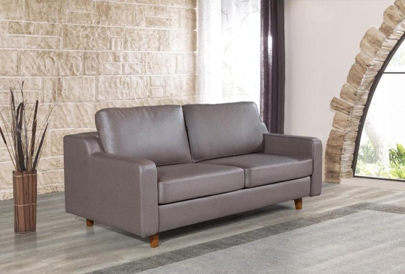 Szara Skórzana Sofa Designerska 3-miejsce siedzące Salon Kanapy Podkładka Meble