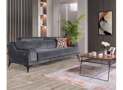 Luksusowa Szara Sofa Włókiennicza Designerska 3-miejsce siedzące Salon Trzyosobowa