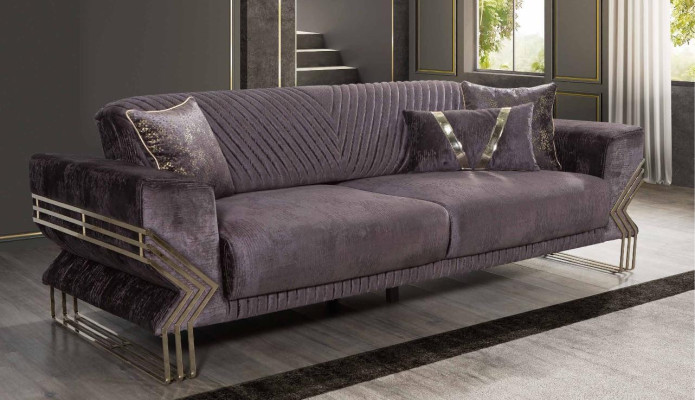 Nowoczesna Fioletowa Designerska Kanapa Trzyosobowa Podkładka Sofa Salon 3-miejsce siedzące