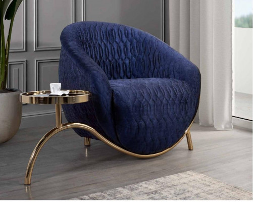 Blauer Relaks Fotel Designerski jednoosobowy Stolik Luksusowy design
