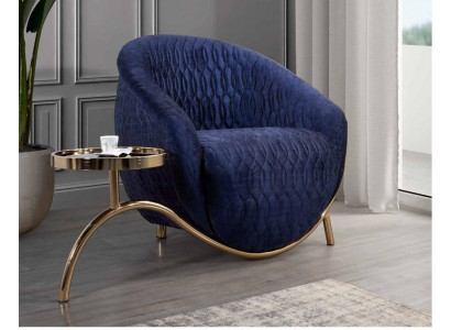 Blauer Relaks Fotel Designerski jednoosobowy Stolik Luksusowy design