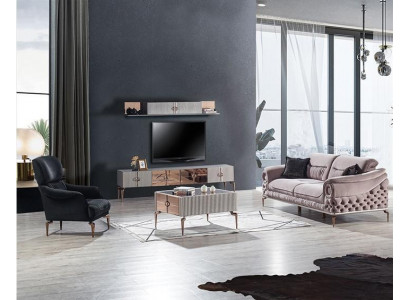Szlachetny salon Ustaw luksusową podkładkę pod sofę designerską Fotel Szafkę TV