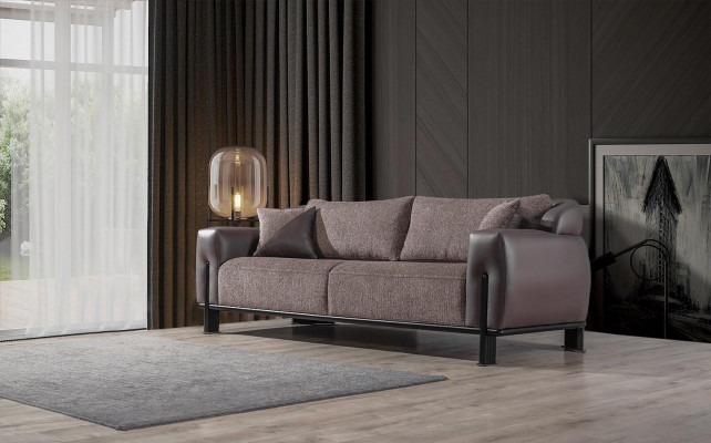Brązowy salon 3-miejsce siedzące Designerskie kanapy trzyosobowe Ekskluzywne Nowe