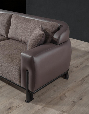 Brązowy salon 3-miejsce siedzące Designerskie kanapy trzyosobowe Ekskluzywne Nowe