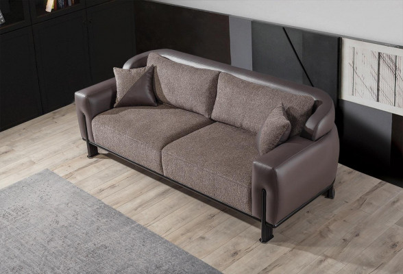 Brązowy salon 3-miejsce siedzące Designerskie kanapy trzyosobowe Ekskluzywne Nowe