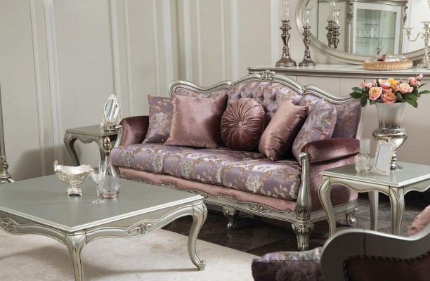 Sofa 3 miejsce do siedzenia Fioletowy Salon Klasyczny Design Meble Sofy Luksusowe Nowe