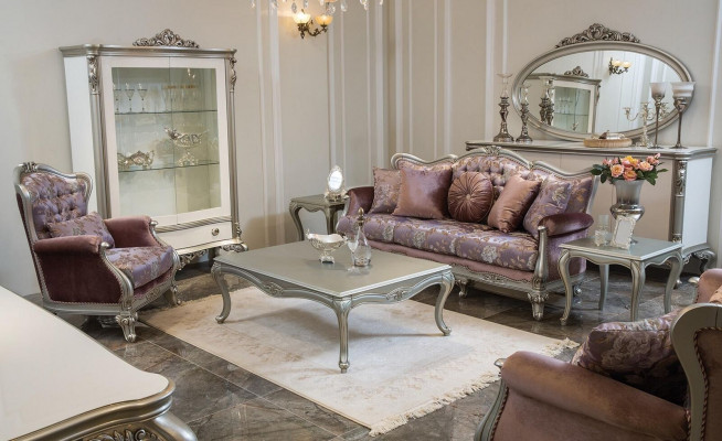 Sofa 3 miejsce do siedzenia Fioletowy Salon Klasyczny Design Meble Sofy Luksusowe Nowe