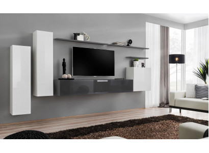 Zestaw 7 szt. stojaka do salonu TV Szafa szafki ścienne Drewno Modern Meble