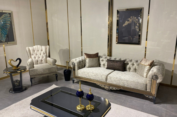 Zestaw sofowy 3+1 miejsce do siedzenia Zestaw Design Sofy Podkładka Włókienniczy Relaks Sofa 2-częściowa