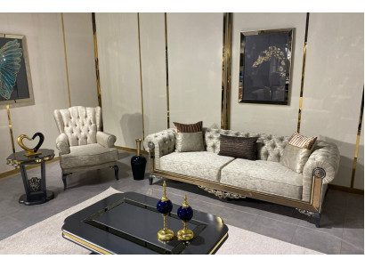 Zestaw sofowy 3+1 miejsce do siedzenia Zestaw Design Sofy Podkładka Włókienniczy Relaks Sofa 2-częściowa