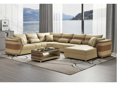 Żywy krajobraz xxl Sofa U Shape Duży Narożnikowa kanapa Sofa Skórzana Sofy Beżowe Kanapy