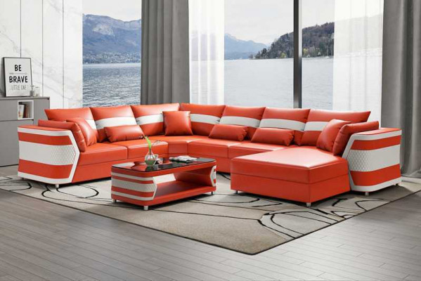 Żywy krajobraz xxl Sofa U Shape Duży Narożnikowa kanapa Sofa Skórzana Sofy Beżowe Kanapy