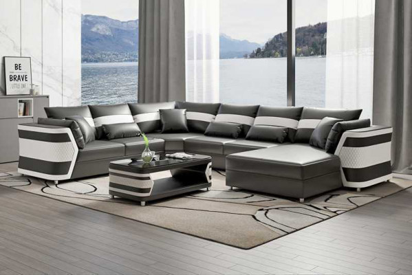 Żywy krajobraz xxl Sofa U Shape Duży Narożnikowa kanapa Sofa Skórzana Sofy Beżowe Kanapy
