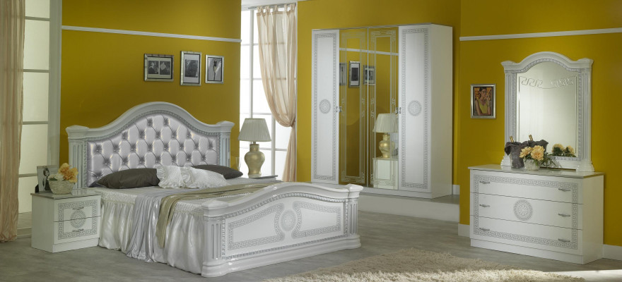 Kompletny zestaw Sypialnia Modern Luxury Łóżko 2x Stolik nocny 6 szt. Szafa