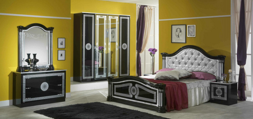 Łóżko 2x Stolik nocny 3 szt. Scenografia Sypialni Luksusowa Sypialnia Chesterfield