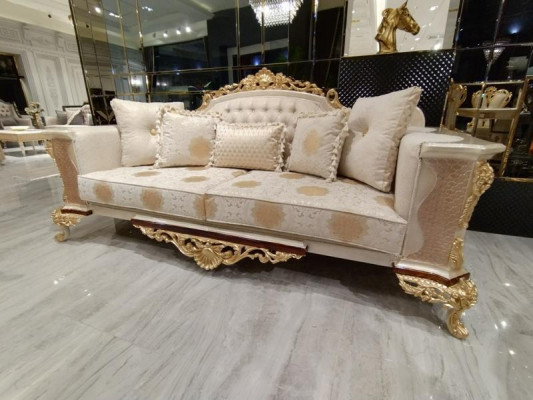 Luksusowy Zestaw sofowy 3+3 miejsce do siedzenia Włókienniczy Designer Chesterfield Sofa 2x 3 miejsce do siedzenia Nowość