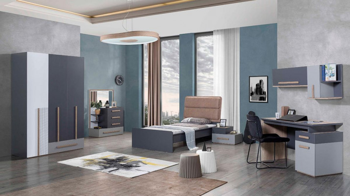 komplet żłobek Łóżko Stolik nocny pokój młodzieżowy nowoczesny design 6 sztuk.