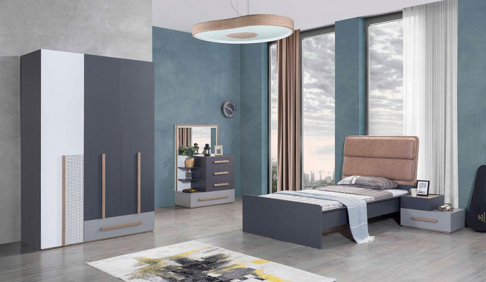 komplet żłobek Łóżko Stolik nocny pokój młodzieżowy nowoczesny design 6 sztuk.