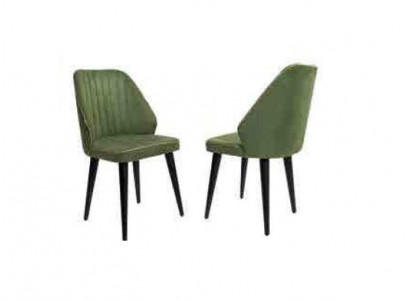 Zielone Krzesło na czarnych drewnianych nogach dla jadalnia nowy komfortowy model