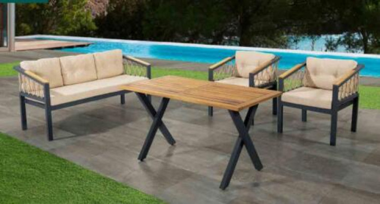 Meble ogrodowe Zestaw sofowy Meble do siedzenia Patio Tabela Sofa Kanapa 4-częściowa. ustawić