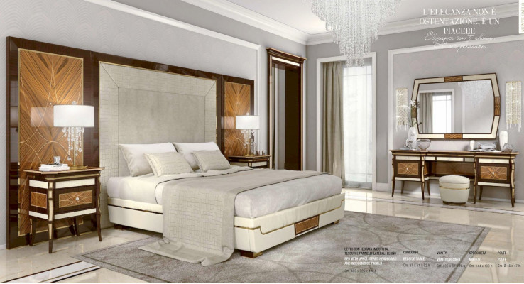 Ustawić Sypialnię Podwójne łóżko Łóżko Luxury Brown Grupa Zestaw 8szt