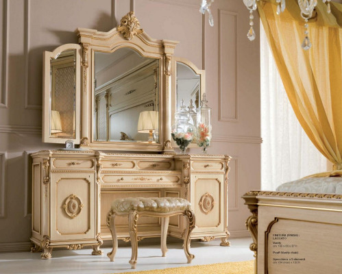 Toaletka Lustro Luxury Stół konsolowy Beige Sypialnia Set