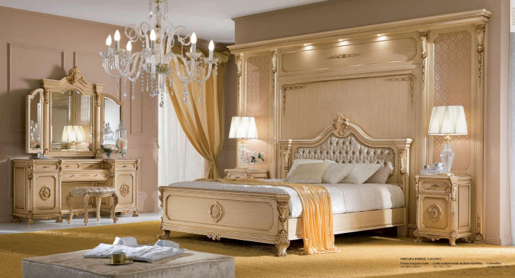 Toaletka Lustro Luxury Stół konsolowy Beige Sypialnia Set