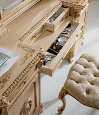 Toaletka Lustro Luxury Stół konsolowy Beige Sypialnia Set