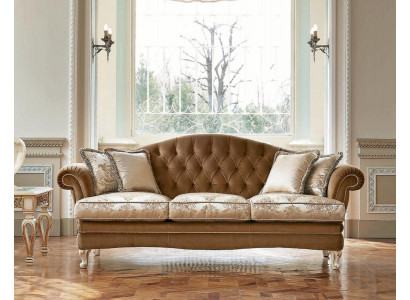 Sofa trzyosobowa 3 miejsce do siedzenia Chesterfield Sofy Materiał Luksusowy Brązowy Barok