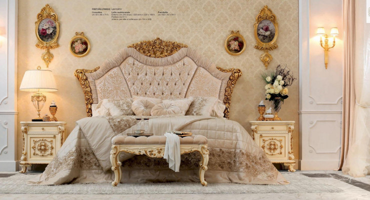 Ustawić Sypialnię Łóżko Stolik nocny Stołek Luxus Podwójne łóżko Beige