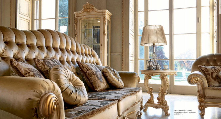 Sofa trzyosobowa Chesterfield 3 miejsce do siedzenia materiałowe sofy salonowe złote
