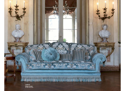 Sofa trzyosobowa 3 miejsce do siedzenia Sofy Materiał Luksusowe Drewno Salon Meble Niebieski