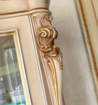 Gablota Luksusowe Szafki Drewno Witryny Meble do Salonu Beżowy Barok