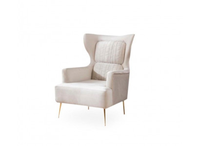 Fotel 1 miejsce do siedzenia Sofa Włókienniczy Materiał Kanapy Podkładka Design Meble Nowy Biały