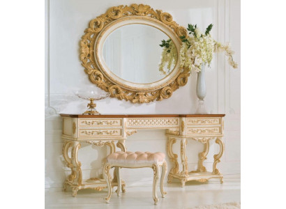 połysk ściany Lustro Lustro Luxury Drewno Złoty Barok Sypialnia Owalna 154x127