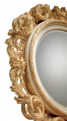 połysk ściany Lustro Lustro Luxury Drewno Złoty Barok Sypialnia Owalna 154x127