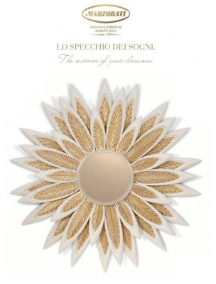 lustro ścienne Lustro Flower Okrągłe Luxury Sypialnia Gold Drewno Modern