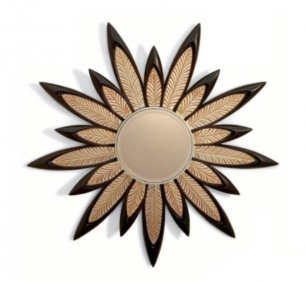 lśniące ściany Lustro Flower Okrągłe Luxury Sypialnia Drewno Modern Czarny